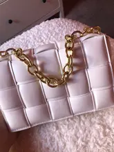 Bolso de hombro de lujo con solapa de cuero tejido para mujer, bandolera de marca de diseñador, con cadena gruesa, 2020