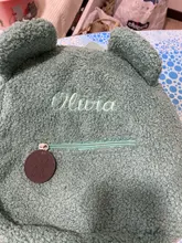 Mochila portátil para la compra de viaje para niños, morral informal de lana de cordero para otoño e invierno, mochila de hombro en forma de oso