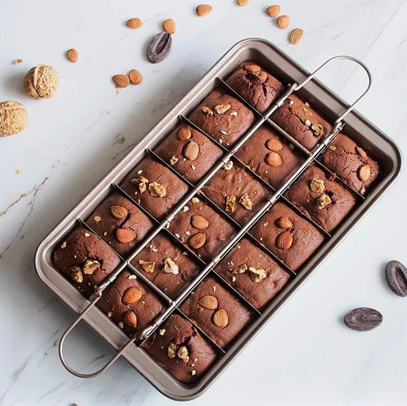Brownie Bite Pan Dessert Cake Mold with Built-in Slicer Non-stick Bakeware Baking Form Kitchen Accessories Pastry Tools
Brownie Bite Pan Dessert Cake Mold with Built-in Slicer Non-stick Bakeware Baking Form Kitchen Accessories Pastry Tools