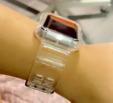 + Correa de reloj Apple apple Watch banda 44mm 40mm 42mm 38mm accesorios correa de silicona blanda transparente Apple watch Serie 6 iPhone 5 4 3