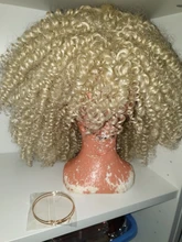 Afro corto rizado pelucas con flequillo para las mujeres negras rubia marrón Cosplay sintético Africana pelucas resistente al calor Lizzy