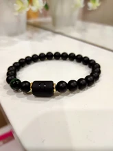 Abalorios de piedra negra de 8mm para Hombre y mujer, pulsera de constelación de 12 pares, pulsera Masculina, joyería para Hombre