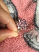 Nuevo romántico flor de cerezo circón anillos de dama de moda elegante Sakura princesa anillos de boda de joyería de la novia