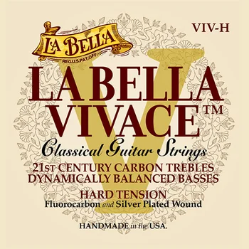 VIV-H Vivace string kit for classical guitar, carbon/silver plated, strong Nat., La Bella
VIV-H Vivace string kit for classical guitar, carbon/silver plated, strong Nat., La Bella