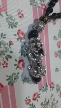 Colgante Pixiu collar a la riqueza y la buena suerte encanto collar Feng Shui chino fe obsidiana collares de cuentas
