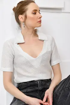 Trend Alacati Style Women Polo Collar Knitted Blouse ALC-017-048-PK 
Trend Alacati Style Women Polo Collar Knitted Blouse ALC-017-048-PK