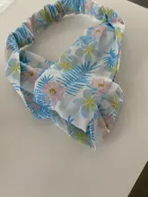 Mamá y bebé diadema de la hija de la madre diademas de chica Floral Corbata con impresión nudo diadema de Orejas de conejo, accesorios de pelo