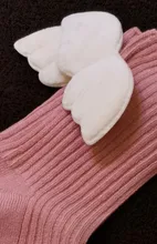 Calcetines hasta la rodilla para niñas pequeñas, calcetín de algodón, con alas de Ángel, Color caramelo, para verano y otoño