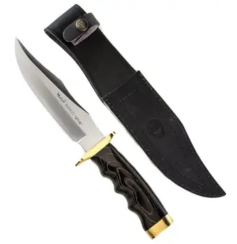 Tooth knife hunting buffalo BUFALO-17M with 17 cm MoVa inoxdable steel sheet and 12 black pressed wood cm.
Tooth knife hunting buffalo BUFALO-17M with 17 cm MoVa inoxdable steel sheet and 12 black pressed wood cm.