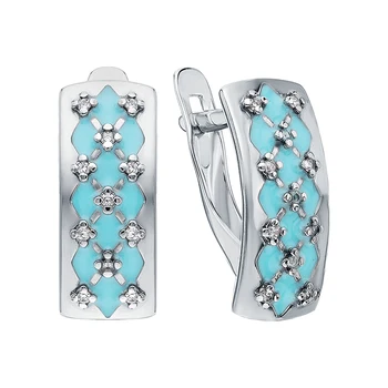 Silver earrings with enamel and cubic zirconium sunlight sample 925 
Silver earrings with enamel and cubic zirconium sunlight sample 925