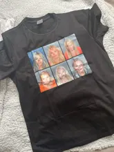 Camiseta con estampado Vintage Grunge para hombres, ropa de calle de algodón, con estampado de Lohan Mashup, celebridad, Mugshot