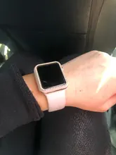 URVOI-funda de medio plástico para Apple Watch series 6 SE 5 4 3 2, marco de circón brillante, funda de grabado láser para iWatch