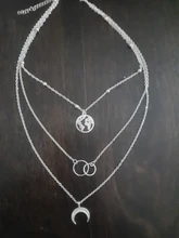 ABDOABDO-Collar de cadena de acero inoxidable para mujer, borla con varias capas, con lentejuelas, colgante redondo para clavícula