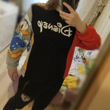 Women Sweatshirt Pullover Streetwear-Tops Long-Sleeve Harajuku Donald Duck Disney Letter