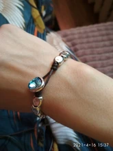 Anslow-pulsera de cristal rosa y azul para mujer, nuevo diseño hecho a mano, cuerda de envoltura, cuentas, regalo, joyería para mujer, LOW0735LB