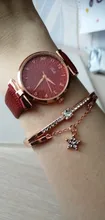 Conjunto de relojes con flores para mujer, pulsera de cuero, de cuarzo, informal, 2 uds.
