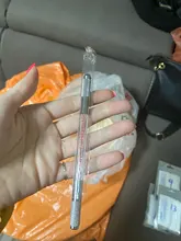 Bolígrafo de tatuaje acrílico de cristal, acero inoxidable, maquillaje permanente, manual, bolígrafo de tatuaje para micropigmentación Manual, doble cabeza, 1 Uds.