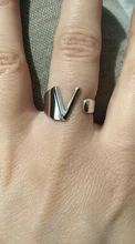 Anillo con apertura ajustable iniciales del nombre para mujer, ancho hueco, grueso, letras de A-Z, 3 colores, Metal, alfabeto, fiesta, joyería