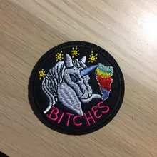 Embroidered Patches Badge UFO Applique Biker Iron-On-Sew Space Motorcycle Cheap Skull