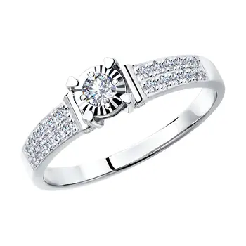 Stylish Sokolov ring in white gold with diamonds, fashion jewelry, 585, women's male
Stylish Sokolov ring in white gold with diamonds, fashion jewelry, 585, women's male