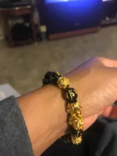 24 estilos Feng Shui de piedra obsidiana pulsera con cuentas hombres mujeres Unisex pulsera de Oro Negro Pixiu riqueza buena suerte pulsera de las mujeres