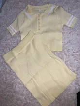 Top de manga corta con botones y falda, Conjuntos de 2 piezas, para mujer, informal, a la última moda