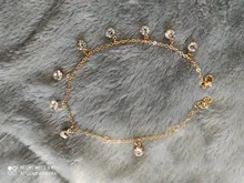 Tobillera de cristal con colgante Vintage para mujer, cadena de eslabones, Bohemia, Color dorado y plateado, para botas, joyería para pies, 2018