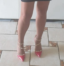 Zapatos de tacón alto de charol con remaches para mujer, sandalias a la moda, zapatos de fiesta y oficina, 10CM, novedad de verano