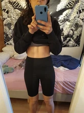 Pantalones cortos finos de cintura alta para mujer, Shorts de motorista informales, ajustados hasta la rodilla, color negro, ropa de calle