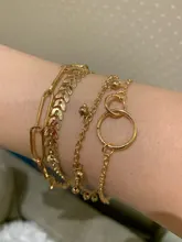 Modyle-Conjunto de pulseras de Metal bohemias para mujer, brazaletes Vintage Punk, Color dorado Simple, regalo de joyería