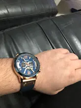CURREN-Reloj deportivo para hombre, pulsera de cuero, deportivos, de piel militar, esfera de segundos/minutos, masculino