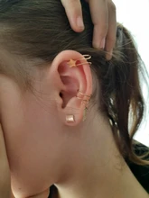 Pendientes bohemios de estrella y oro sin Piercing para mujer y hombre, aretes de Clip para la oreja de cartílago falso Simple, joyería con Clip