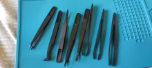 Pinzas electrónicas antiestáticas de fibra de carbono, Kit de pinzas electrónicas de plástico ESD, conjunto de herramientas de mano, 8 Uds. Reparación de PCB