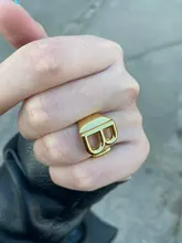 Anillo con letras de A-Z huecas para mujer, anillo con apertura ajustable iniciales del nombre, alfabeto, fiesta femenina, joyería ancha y gruesa