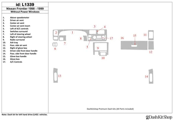 Interior lining for Nissan Frontier 1998-1999. Set L1339.
Interior lining for Nissan Frontier 1998-1999. Set L1339.