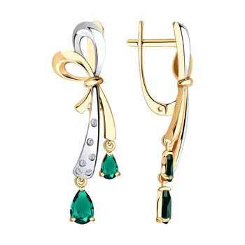Sokolov drop earrings with stones in gold with diamonds and emeralds, fashion jewelry, 585, women's male, long earrings
Sokolov drop earrings with stones in gold with diamonds and emeralds, fashion jewelry, 585, women's male, long earrings