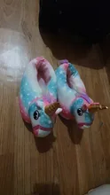 Zapatos de invierno con viñetas de animales para niñas, zapatillas de unicornio para casa