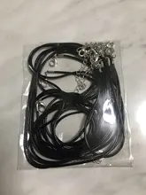 10 unids/lote 50cm 60cm Cadena de cuero negro collar 55cm + 5cm extensión de cadena langosta cierre DIY accesorios de joyería venta al por mayor 2mm