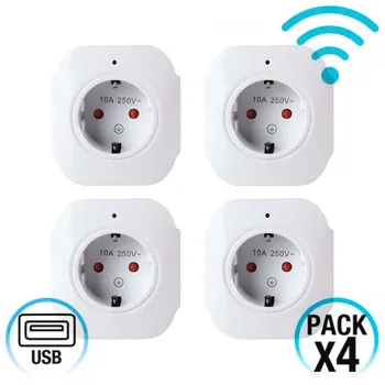 4 Pack WiFi smart plugs with USB control via Smartphone/APP 7hSevenOn Home
4 Pack WiFi smart plugs with USB control via Smartphone/APP 7hSevenOn Home