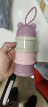 Caja de almacenamiento de alimentos para bebé, caja de alimentación portátil de tres capas de leche en polvo con dibujos animados de plástico