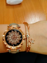 Conjunto de relojes con cielo estrellado para mujer, pulsera de cuero, deportivo, de cuarzo, informal, 2020