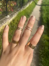 Anillos geométricos hueco redondo de Color dorado coreano para mujer y niña, anillo ajustable abierto cruzado, joyería sencilla