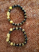 24 estilos Feng Shui de piedra obsidiana pulsera con cuentas hombres mujeres Unisex pulsera de Oro Negro Pixiu riqueza buena suerte pulsera de las mujeres