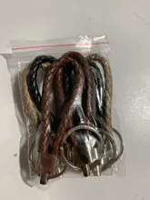 LLavero de cuero trenzado de PU para hombre y mujer, 1 Uds. De cuerda tejida, bolsa de bricolaje, colgante, soporte para llavero, llavero de trinquete de coche, llavero