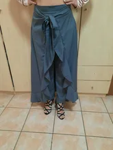 Pantalones Mujer Palazzo 2019 Causal Ruffle cordón pantalones elegante alta cintura Irregular suelto Color puro otoño mujer pantalón falda