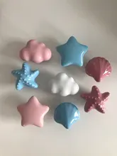 NAIERDI-perilla cerámica para gabinete de habitación de niños, tirador de armario con diseño de dibujos animados, luna y estrella, manijas para puerta de jardín