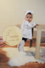 Tarjeta de cumpleaños de madera para bebés, mordedor de mes de nacimiento, juguete de utilería para fotografía