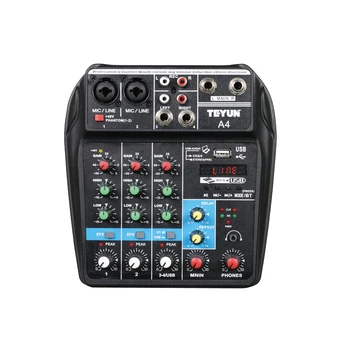 A4 Mixing Console 4 Channel Bluetooth USB Record Computer Playback 48V Phantom Power Delay Repaeat Effect
A4 Mixing Console 4 Channel Bluetooth USB Record Computer Playback 48V Phantom Power Delay Repaeat Effect