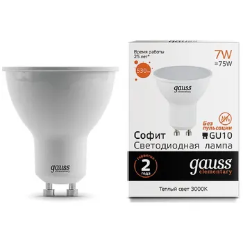 Gauss lamp led Elementary MR16 GU10 7W 530lm 3000 K 13617 pack 10 PCs
Gauss lamp led Elementary MR16 GU10 7W 530lm 3000 K 13617 pack 10 PCs