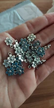 30 Uds. De dijes de flor de doble cara, 12x9mm, colgantes de Color plata tibetana, joyería antigua, fabricación artesanal